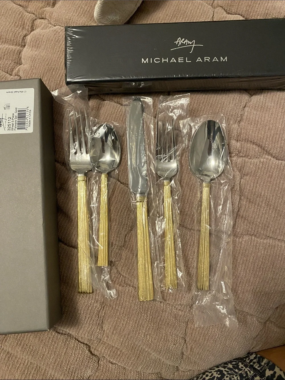 Michael Aram Gold-Textured Handle Flatware Set of 2
